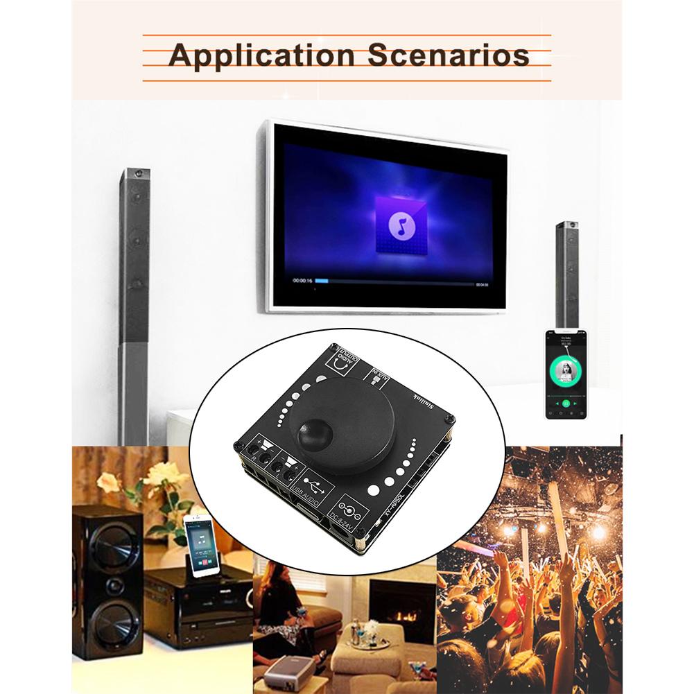 2x50W Digital Mini Audio Amplifier Board Dual Channel Speaker HIFI AUX Power Amp Power Module Bluetooth-compatible 5.0