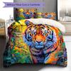Tiger Fox Art Pattern Bedding Quilt Set Quilt Cover Pillowcase Home Decoration Gift (1 * Duvet Cover + 2 * Pillowcase, Without Core)