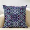 Retro Symmetrical Decorative Pattern Cushion Cover Durable Hypoallergenic Organic Linen Short Pillow Cover Washable