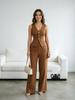 Elegant Women's V-neck Vest & Long Pants Summer Two-piece Set