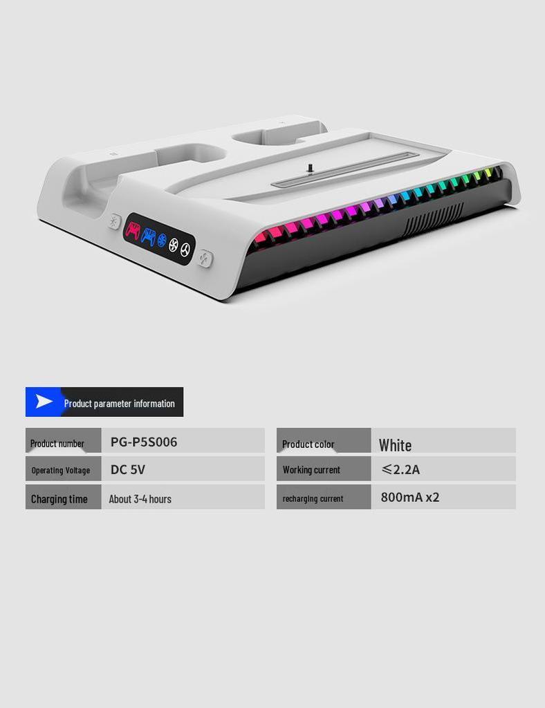 PS5 PRO/Slim RGB Cooling Station: Console Stand, Controller Charger, Disc Storage & Headset Rack