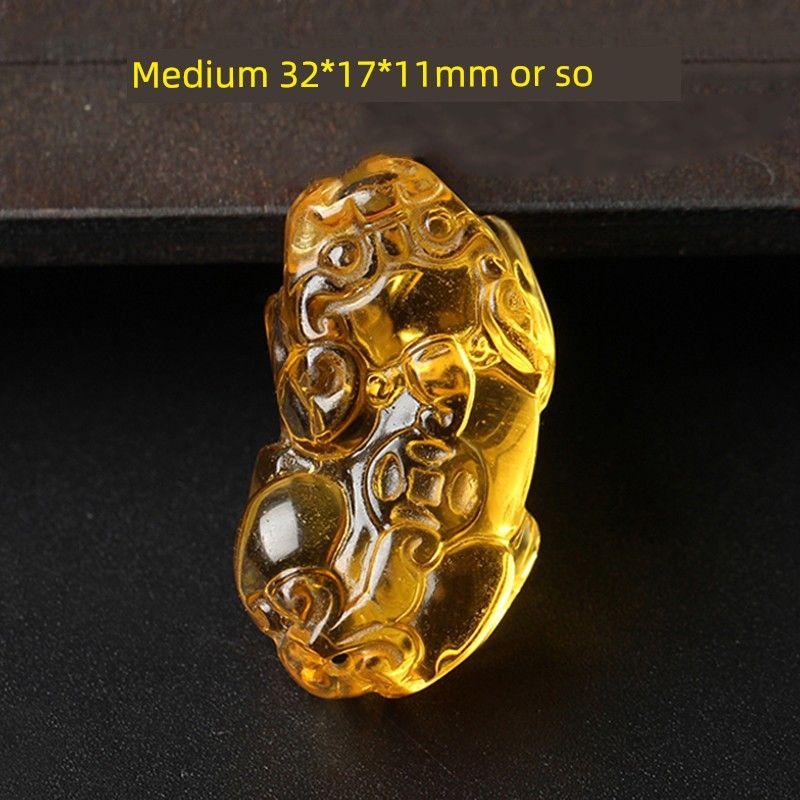 

Бразильский цитрин браслет Пи Сю мужской и женский цитрофортунелла микрокарпа Вийнандс желтый Пицю браслет нить из бусин ювелирное украшение подарок для друзей [Bare pendant] Medium-double hole