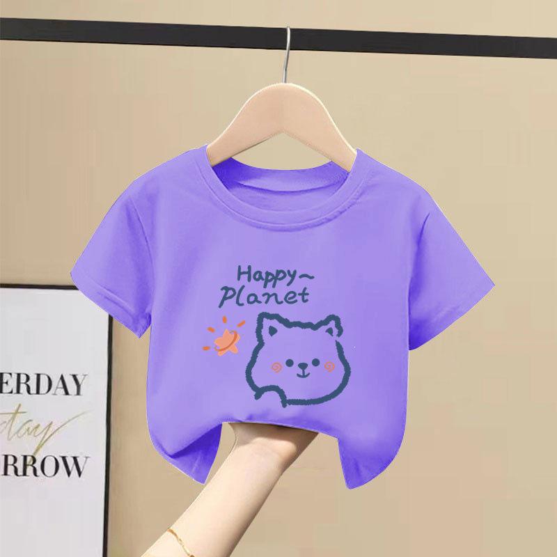 2025 New Arrival Girls Stylish 100% Cotton Short-Sleeve T-Shirt for Kids 130 cm