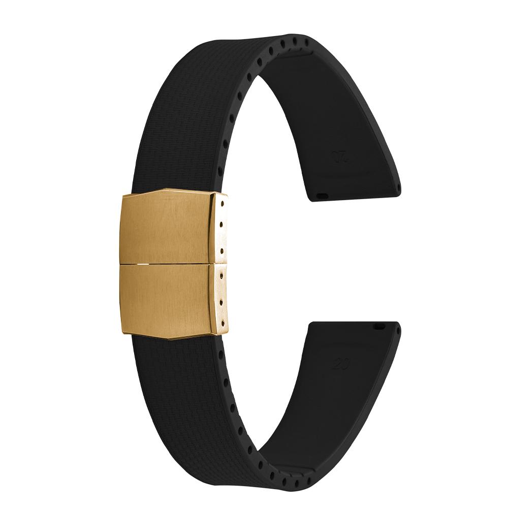 20mm Delugs CTS FKM Gummi Uhrenarmbänder mit 4 Farben Schmetterlingsschließe Einzigartige Textur Schnellverschluss Uhrenarmband für Markenuhr