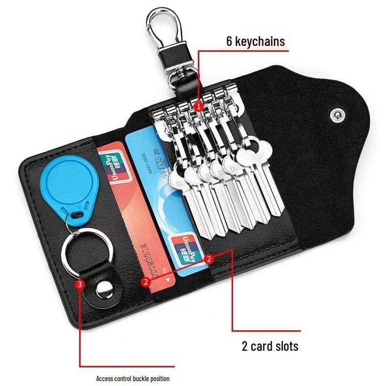 Men's Genuine Leather Large Capacity Key Holder - Multi-functional Waist Hanging Key Case for Home Use