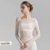 WEZHO One-Shoulder Mesh Long-Sleeve Yoga Top