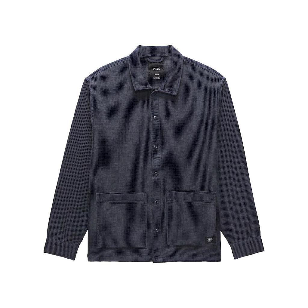Vans Maywood Dobby Shacket Comfortable Fashion Trendy Versatile Lapel Jacket Men Jackets Dark-Blue VN000M0ZJDU