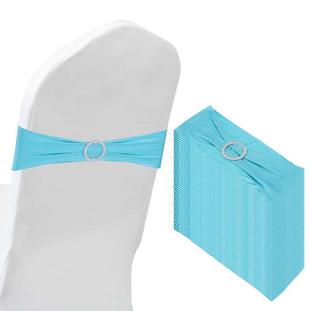 50pcs Stretch Chair Sashes Bows Elastic Chair Bands Sashes with Buckle Slider for Wedding Banquet Decorations 14"x5"