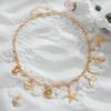 Women's Gold Thick Chain Starfish Shell Pearl Choker, Versatile Vacation Style Clavicle Necklace for Seaside