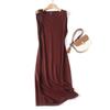 MD Women clothes French style High-Grade Minimalist Style Linen Long dress Neckline Design Sleeveless Dress 06640587717