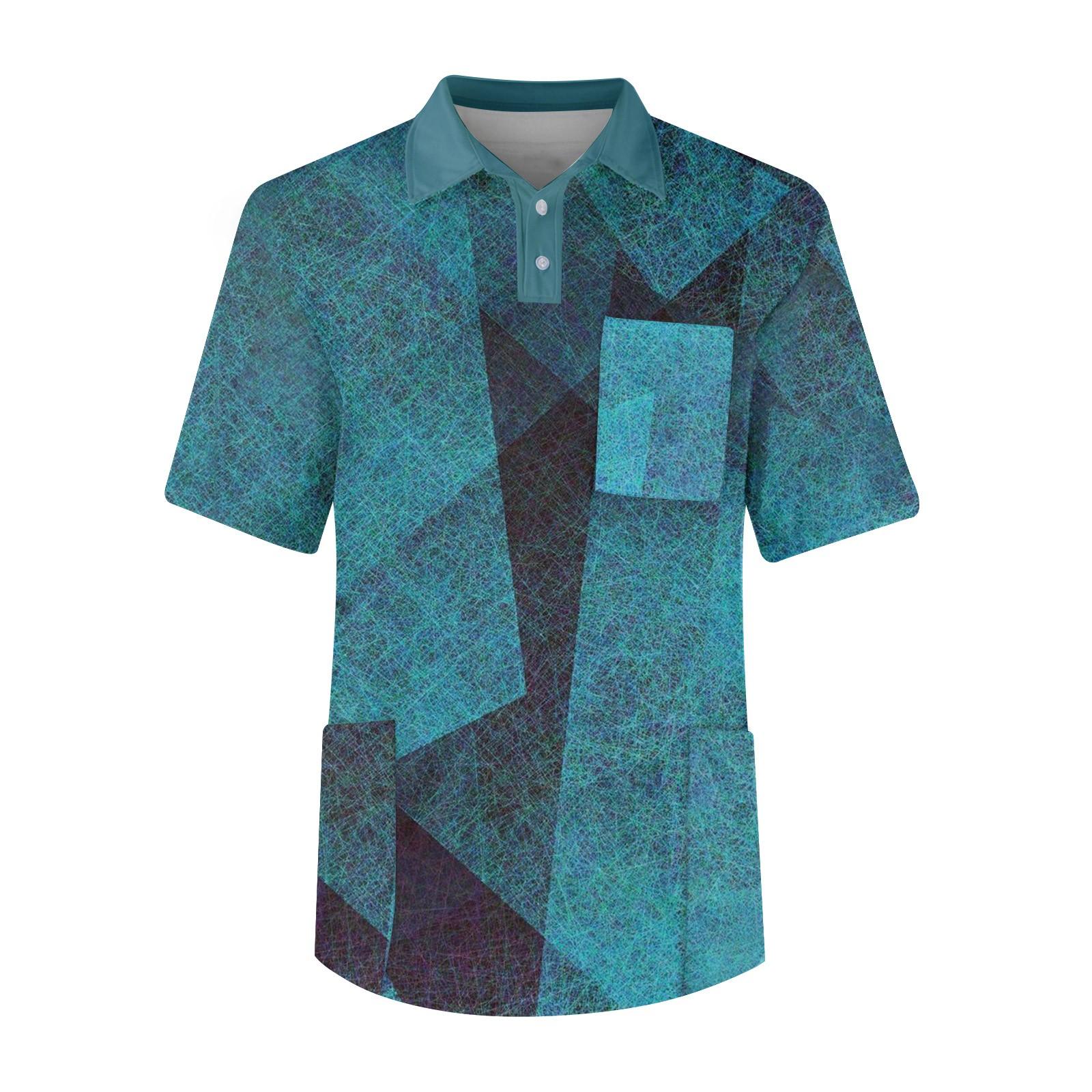 

Мужская футболка с коротким рукавом, пуговицами, лацканами, текстурированным принтом, нагрудным карманом, Dry-nurse XL