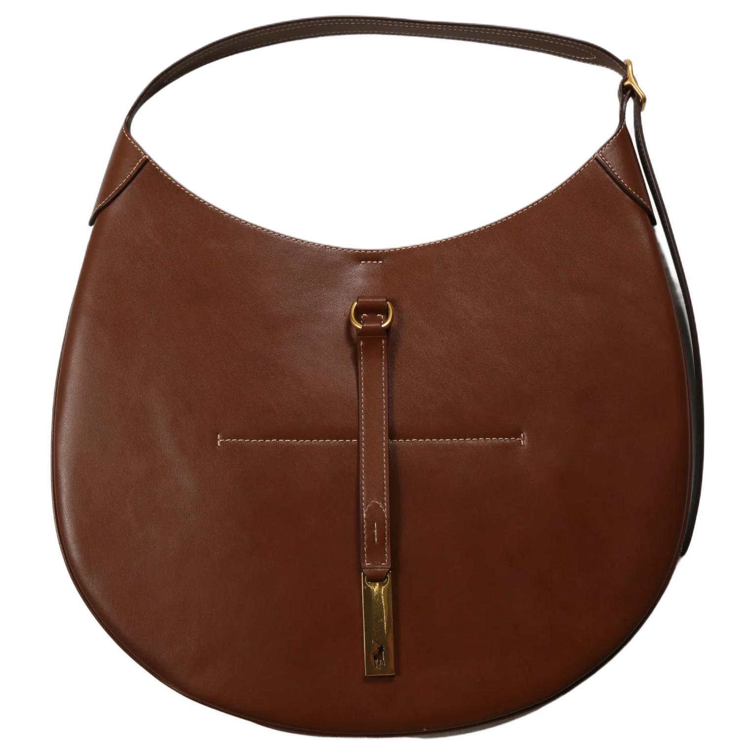 

Polo Ralph Lauren Adjustable Shoulder Strap Leather Tote Bag Large Women handbags Dark-Brown 428867518009 Basic Set (Bag+Dust Bag)