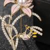 Bo Xin Yun Elegant Peony Pearl & Zircon Bee Brooch