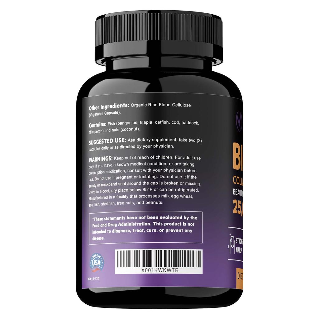 High-content biotin complex capsules, 25000mcg biotin, collagen, keratin, suitable for both men and women.