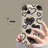 Transparent Silicone Phone Case IPhone 16 15 14 13 12 11 With Line Doodle Heart Chain Design Full Coverage Anti Drop