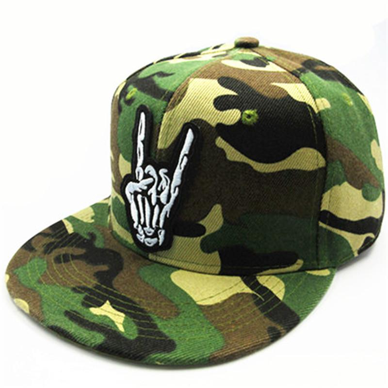 LDSLYJR Skull Gesture Embroidery Cotton Baseball Cap Hip-hop Cap Adjustable Snapback Hats for Men and Women 67