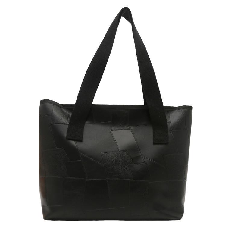 Fashionable Patchwork Handbag For Women 2024 Summer Urban Chic Large Capacity Shoulder Bag чёрный