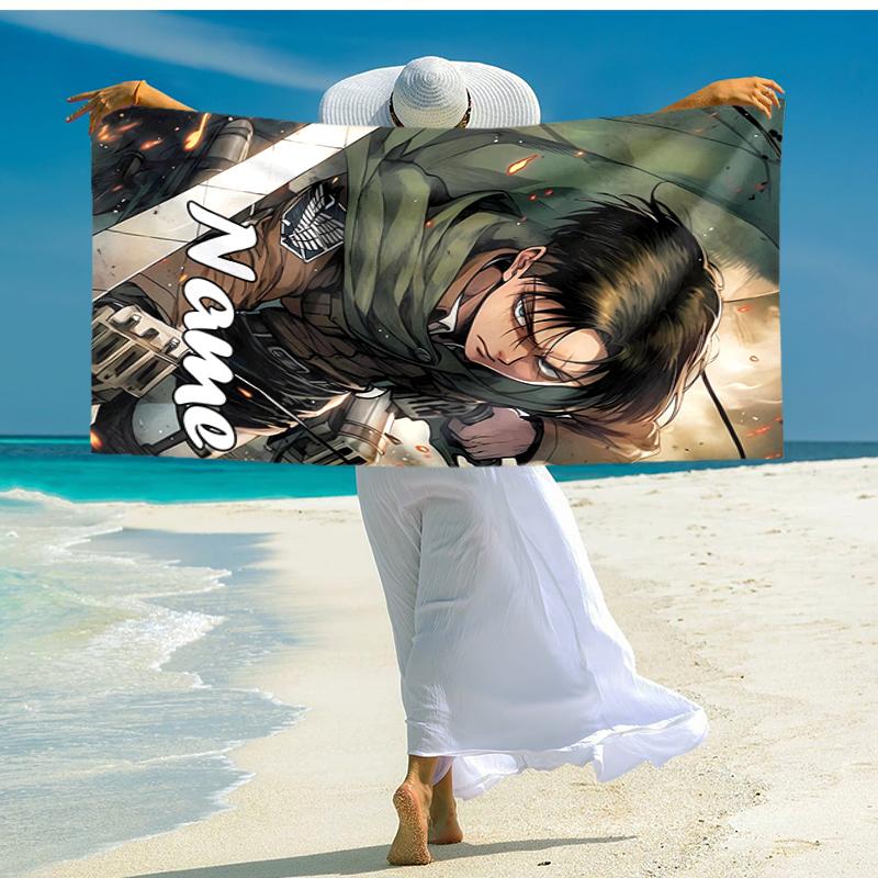 Personalized Customized Proof Beach Towel with Attack On Titan Pattern - Soft, Absorbent, Quick-drying, Perfect Swimming, Camping&bathing