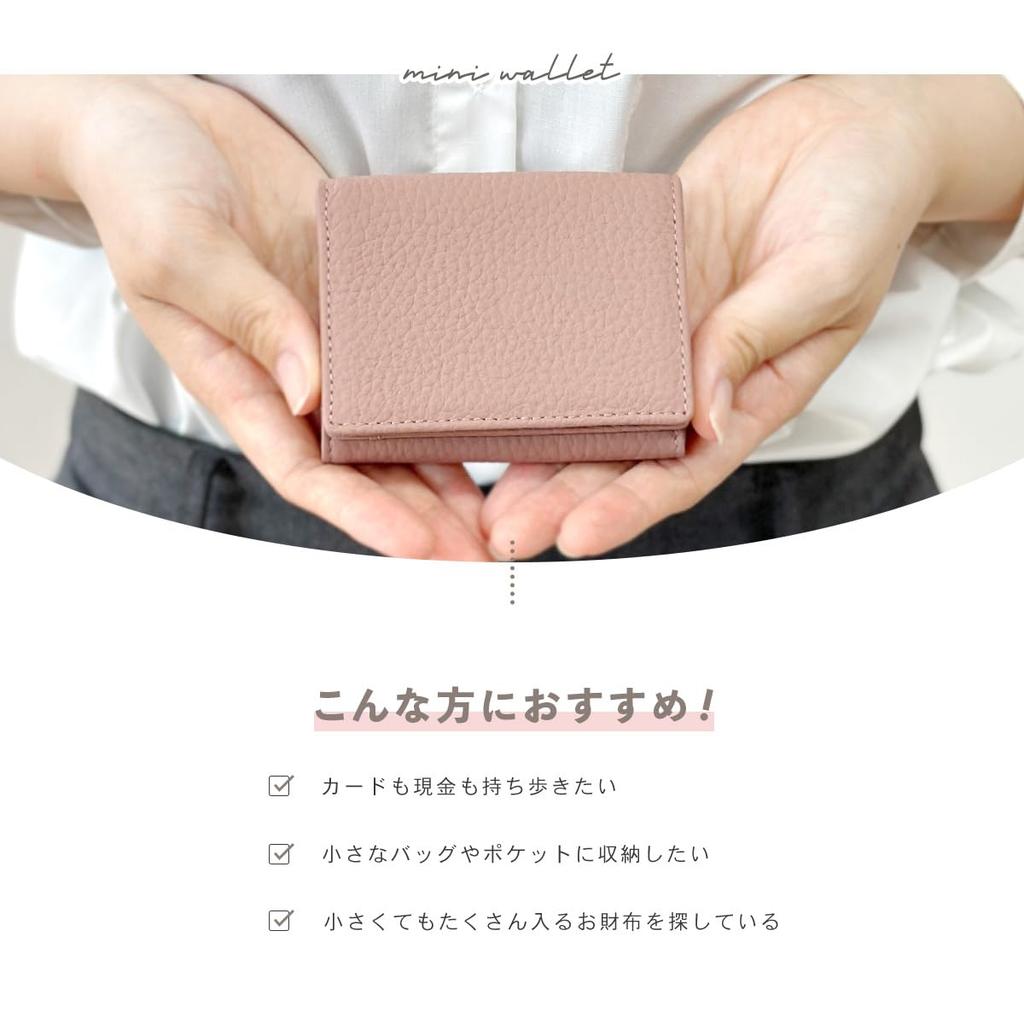 Echtes Leder Mini-Portemonnaie, Kleine Münzbörse, Kompaktes Dreifach-Portemonnaie, Kein Scheinfach, Münzfach, Skimming-Schutz, Damen (Altrosa)