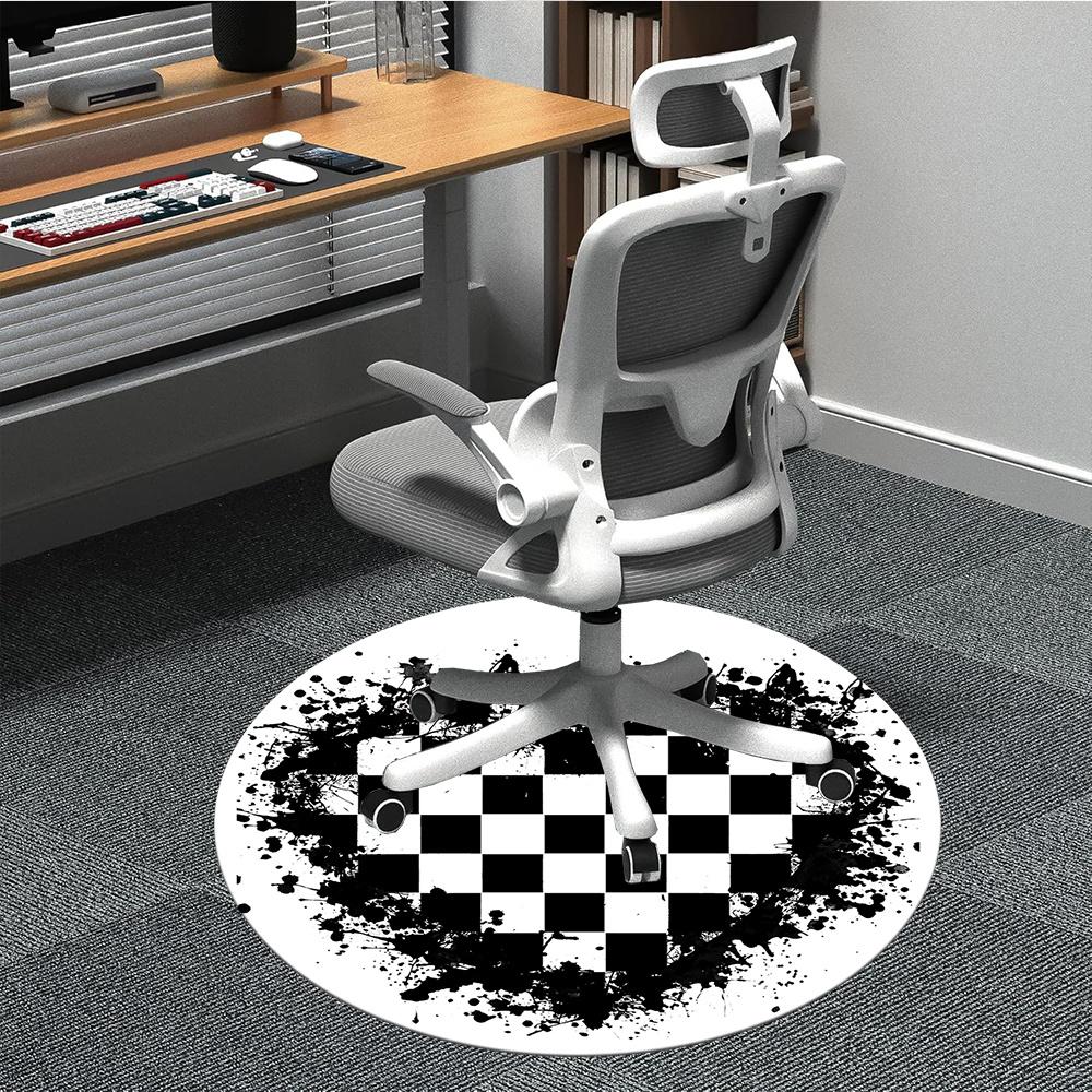 

1pc Checkerboard Splash Office Round Area Rug, Indoor Mat Suitable ForOffice, Under Office Chairs Bedroom Living Room Home Decor, Room Decot194 80cm by 80cm