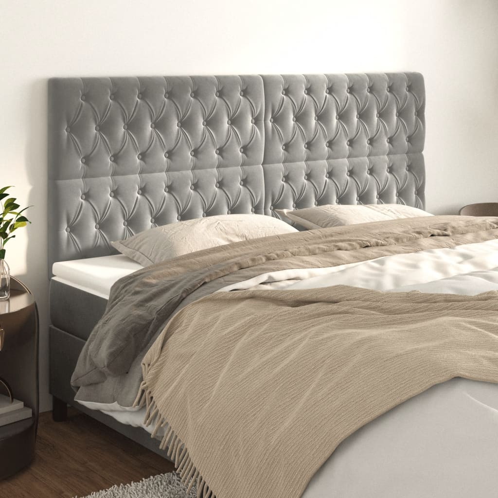 vidaXL Kopfteil Hellgrau 180 x 7 x 118/128 cm Samt