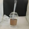 20 Sets 16/20/24OZ Clear Plastic Cups with Lids Straws Sleeve for Cold Drinks Juice Smoothie Coffee Huge Disposable Cups 1L