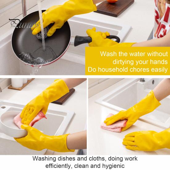 Extended Wristband Cleaning Gloves 2PCS Household Gloves, Reusable PVC Waterproof Thickened Work Non Stick for Scrubbing Multi Purpose Dishwashing And