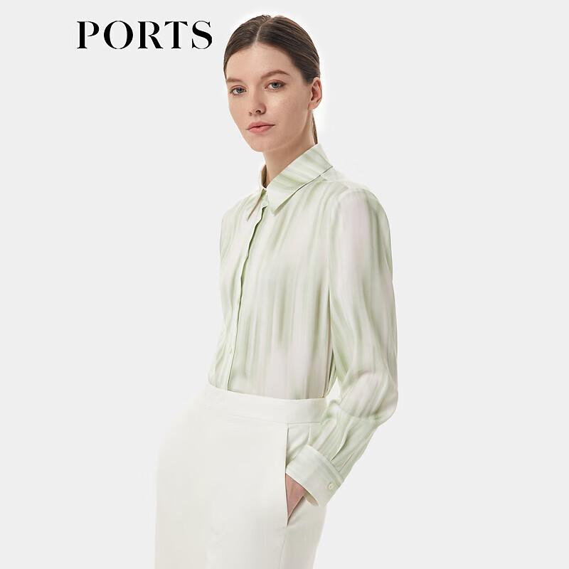 

PORTS Women s Green Print V-Neck Blouse M / 6