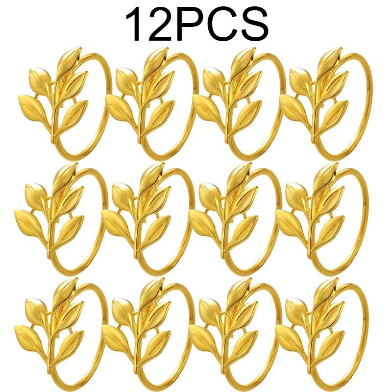 1-12PCS Gold Alloy Napkin Rings Reusable Smooth Edge Easy Clean Table Decoration for Wedding Party Holiday Dinner Banquet