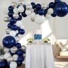 Dark Blue Gold White Metallic Rose Gold Pink Balloon Arch Set for Birthday Party Baby Shower Wedding Graduation Prom Decoration