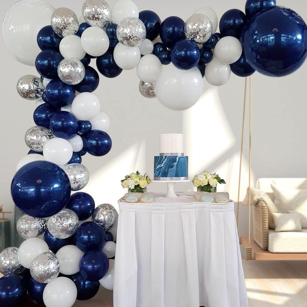 Dark Blue Gold White Metallic Rose Gold Pink Balloon Arch Set for Birthday Party Baby Shower Wedding Graduation Prom Decoration