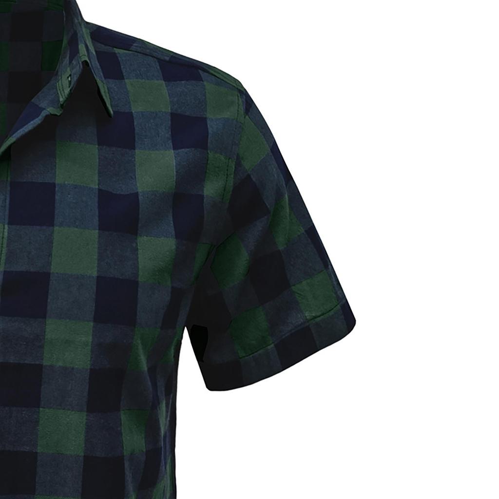 Men's Casual Hawaiian Shirt Short-sleeved European And American Plaid Shirt