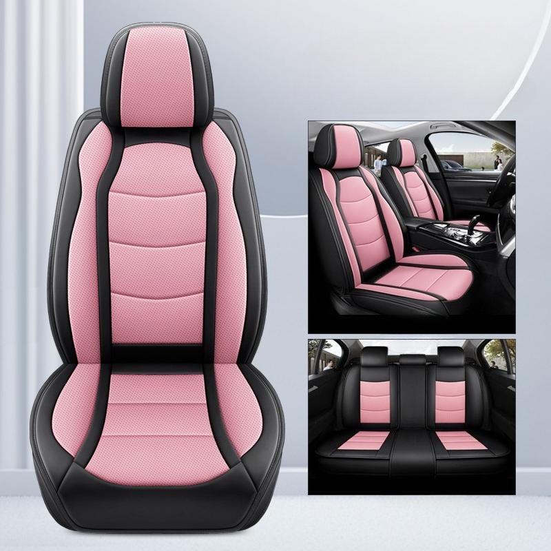 Color-Blocking Car Seat Covers - Full Coverage 5-Seater Set, Perforated PU Leather, Perfect Fit, Universal Fit for Most Cars