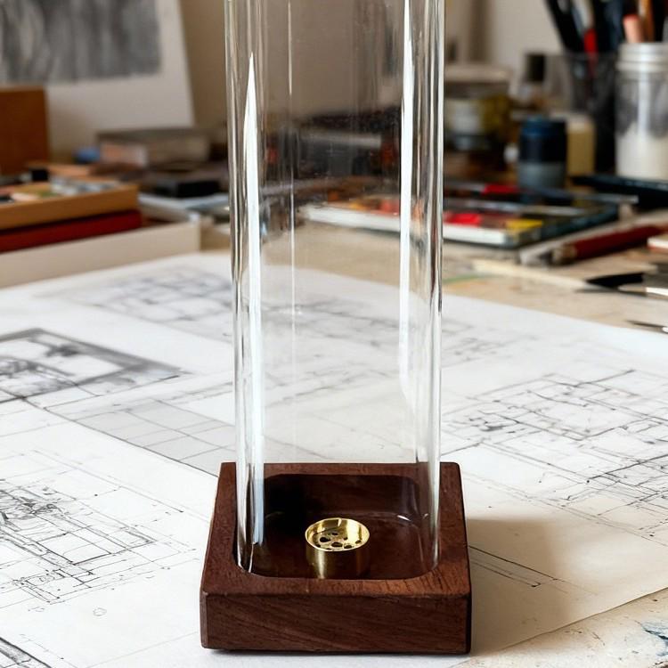 Flame Retardant Yoga Timer Incense Burner and Ash Catcher with Inverted Glass Bottle Design for Fitness Aromatherapy.