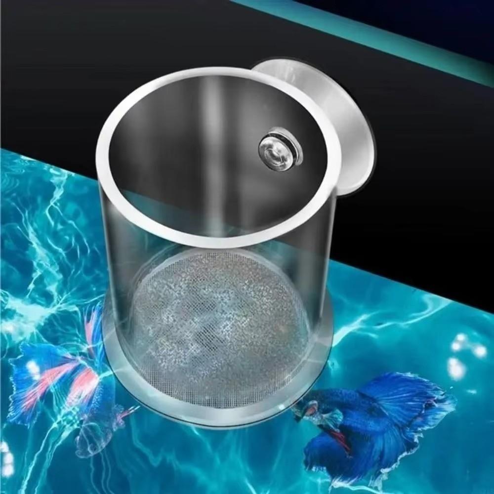 Acrylic Brine Shrimp Feeder Fixed-Point with Suction Cup Fish Tank Feeding Cup Transparent Durable Floating Ring