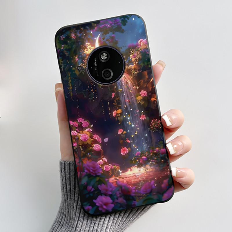 Phone Case For Nokia 125 HMD 110 4G 2024 Casing Luxury Cute Love Rabbit Funny Cartoon Black Matte Soft Silicone Shockproof Cover