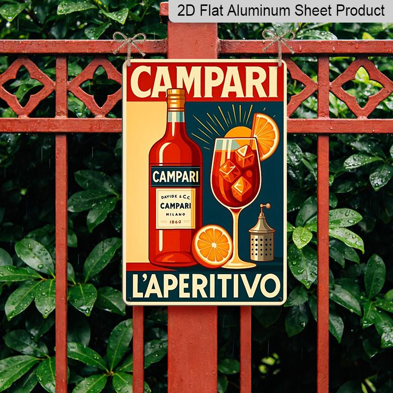 2D Plat 1 Stuk 8x12 Inch Vintage CAMPARI LAPERITIVO Bord/Metaal Aluminium Kunst Wanddecoratie, Leuke Vintage Plaquette Decoratie, Huisdecoratie, Restaurantdecoratie