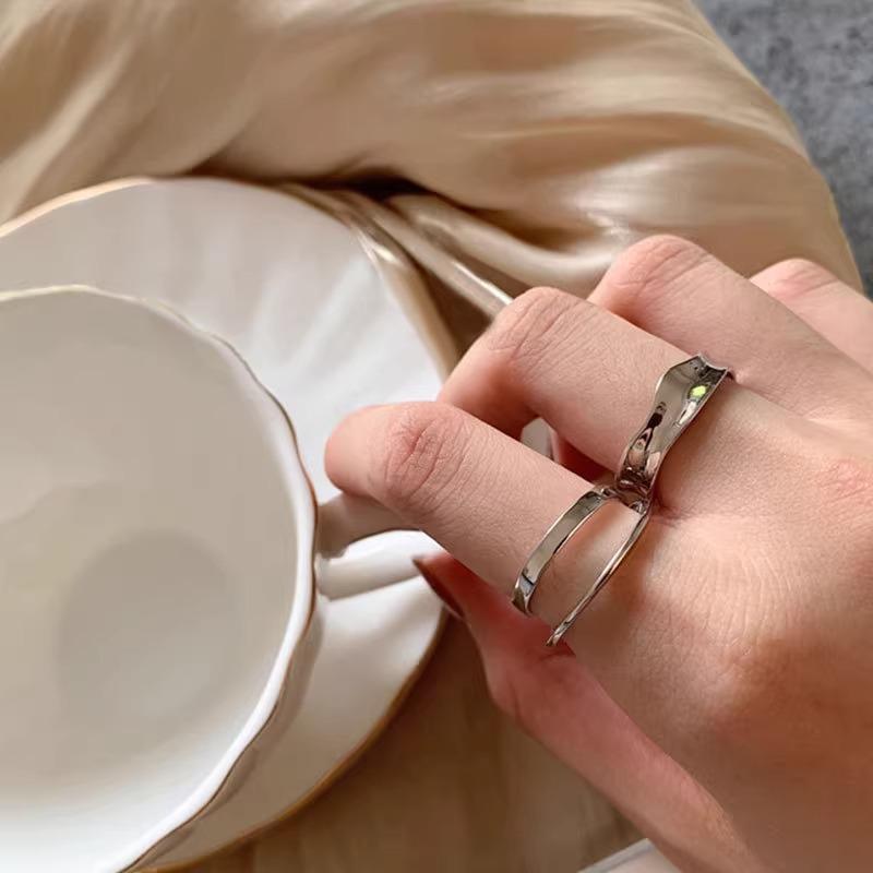 Fashion Ins Wind Simple Ring Female Personality Design Sense Multi-layer Opening Index Finger Ring Tide Finger Rings  Creative Geometric Party Jewelry