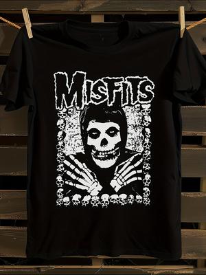 The Misfits Iconic Skull Logo and Gothic Lettering T-shirt