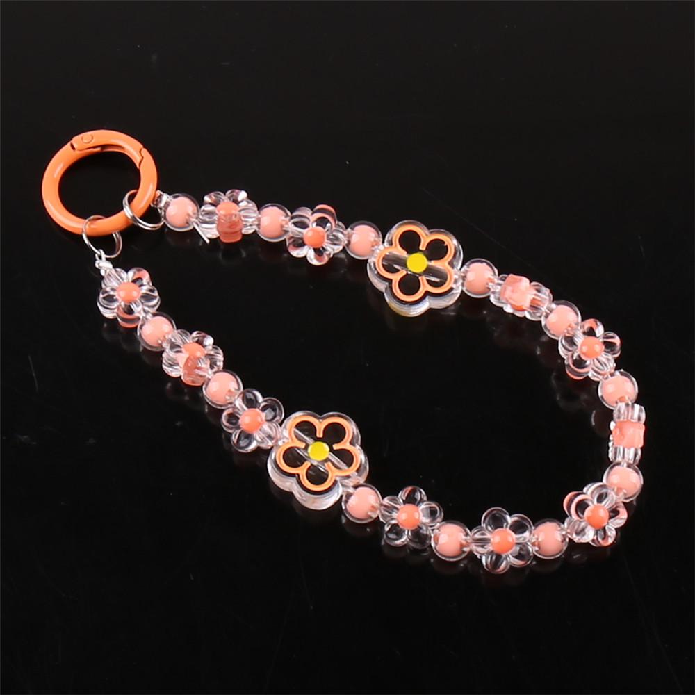 Flower Beaded Phone Charm: Lucky Bead Keychain Pendant, Cute Backpack Decor, Durable Hanging Wrist Strap