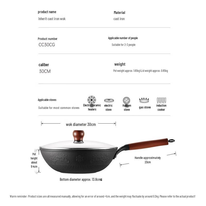 COOKER KING 30cm Traditional Cast Iron Wok