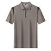 T-Shirt Men'S Lapel Short-Sleeved Polo Shirt Casual Zipper Medium And Green Loose Top