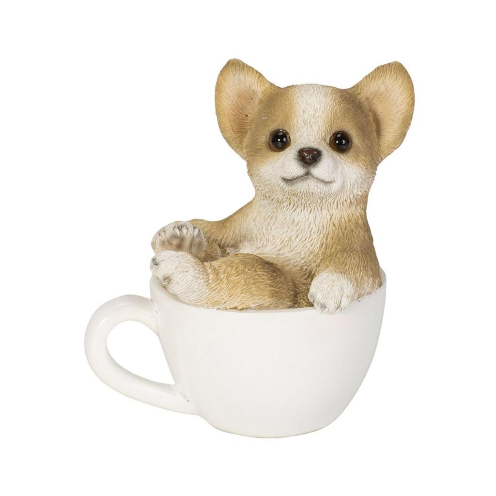 Ubia Relax Chihuahua Teacup (Small) 7 x 6.2 x 7.8 cm Doll Figurine Ornament Animal Garden Decor Dog H17148