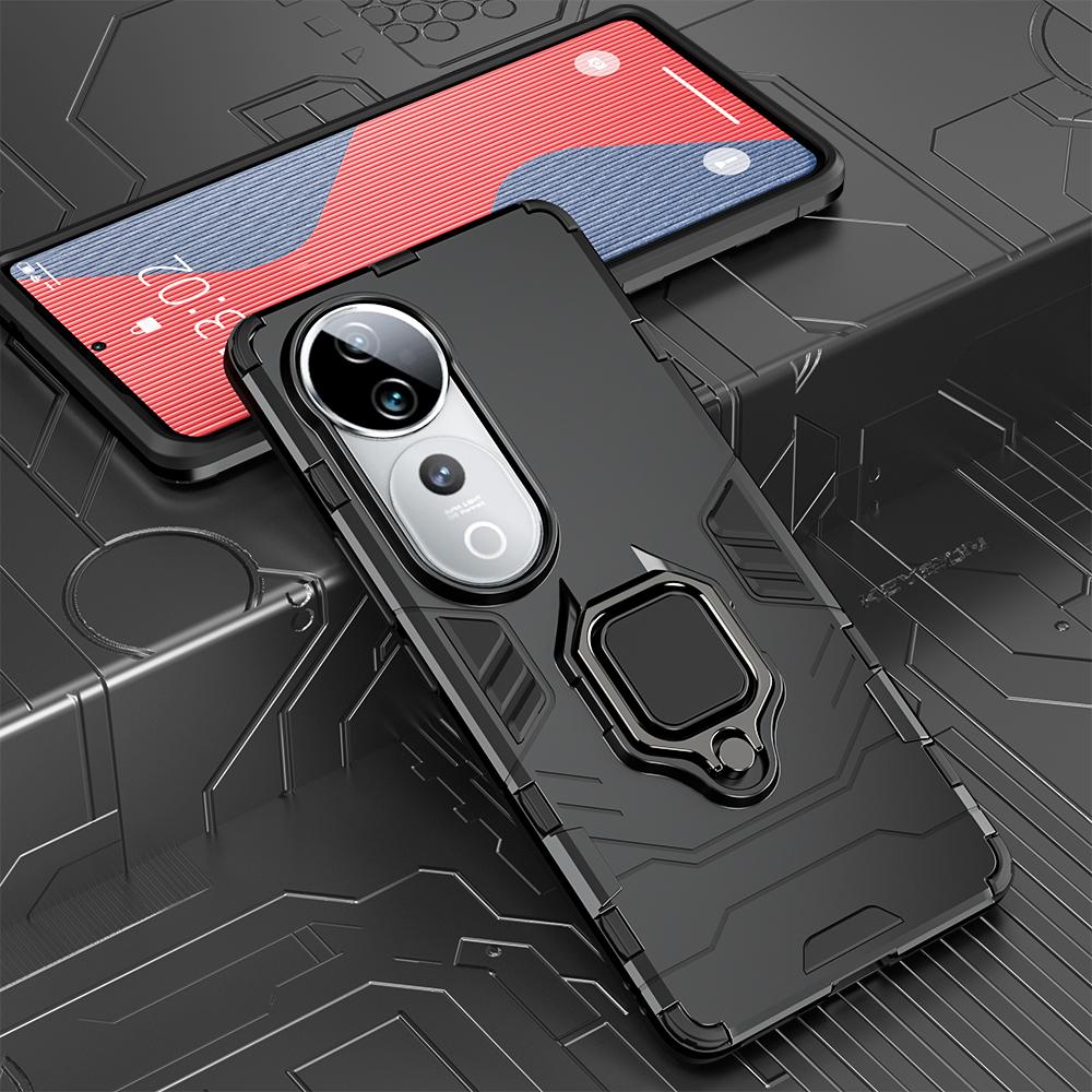 

Противоударный защитный чехол KEYSION для VIVO V40 5G V40 Pro, мягкий силиконовый чехол + подставка-держатель из поликарбоната, задняя крышка для телефона VIVO V40 Pro 5G for VIVO V40 Pro 5G чёрный