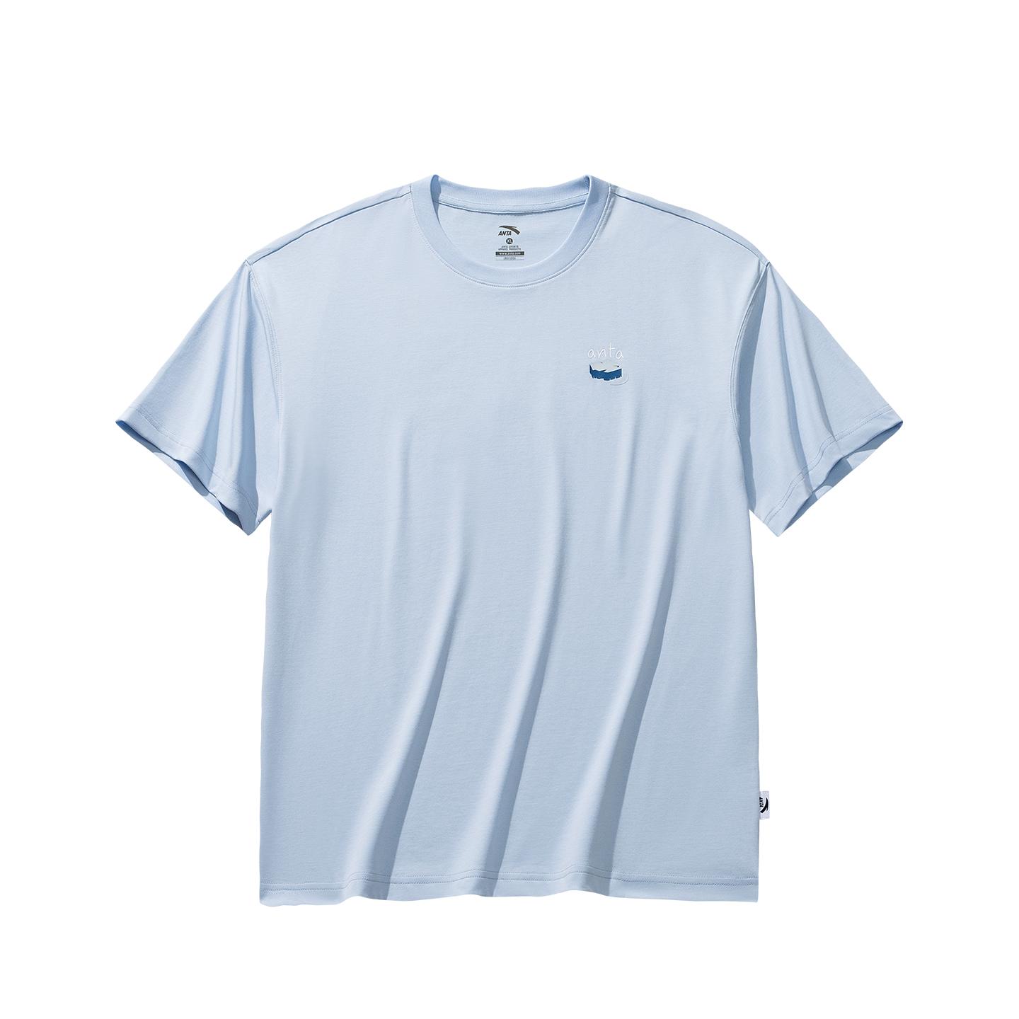 

Anta Loose Casual Short Sleeve Knitted T-Shirt Summer 2026 Unisex tops Sky-Blue 972628103-1 XS