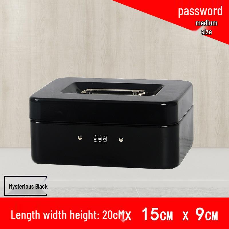 Portable Thickened Metal Cash Box with Lock and Password, Secure Storage Organizer