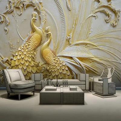 European Style 3d Peacock Mural Wallpaper Living Room Tv Hotel Background Home Decor Fresco Wall Papers