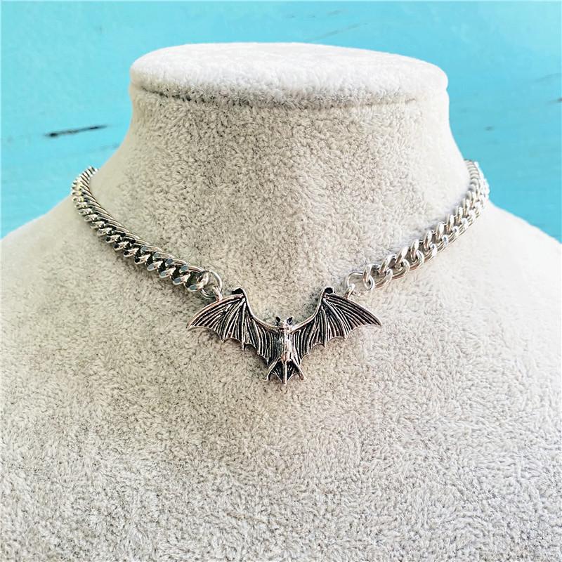Bat Pendant Necklace With Alloy Material For Gothic Jewelry Enthusiasts