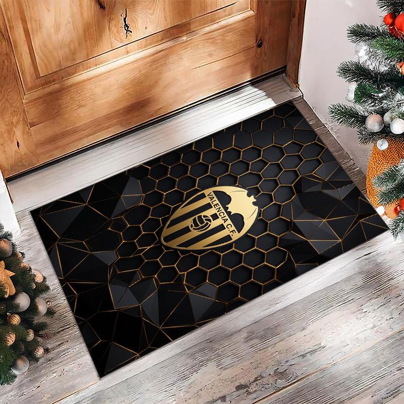 Valencia FC Soccer Football Pattern Soft Area Rug Non Slip Indoor Floor Carpet Sports Decor Mat for Bedroom