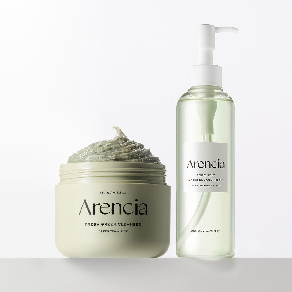 ARENCIA Pore Melt Mochi Cleansing Oil 200ml + Fresh Green Rice Mochi Cleanser 120g Blackhead Pore Double Cleansing Set
